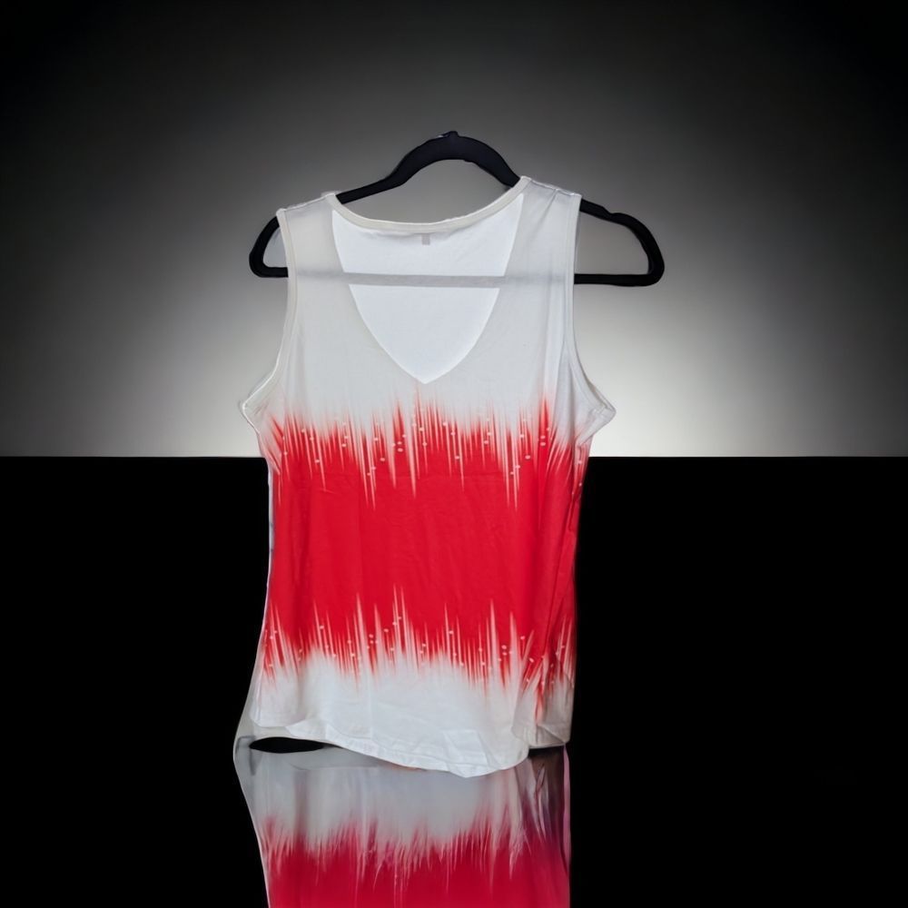 Red and White Sleeveless Ladies Top